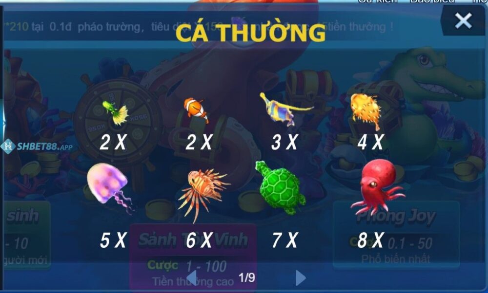 Tỷ lệ cược của game vua đánh cá