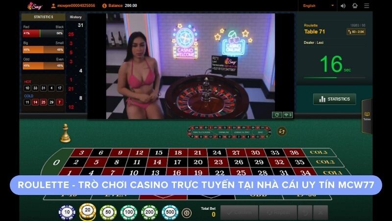 Roulette - Trò chơi casino trực tuyến tại nhà cái uy tín mcw77